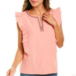 Frye x Anthropologie Ruffle Embroidered
Blouse Top